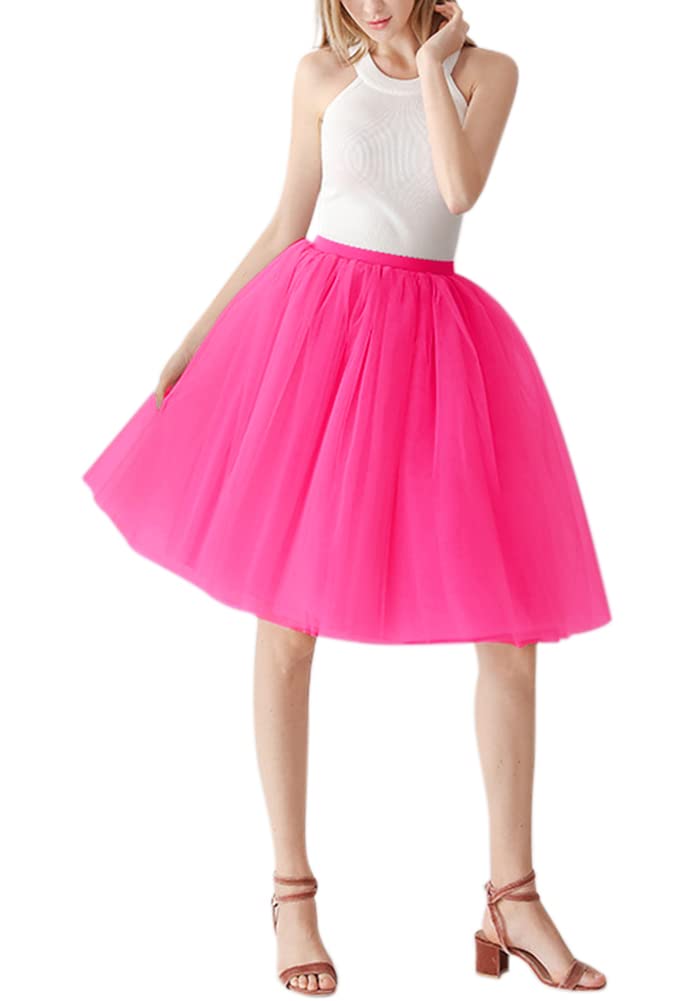 [Euyqs] 多重構造チュールスカート 65cm パニエ ミニスカート ストレッチ ウェスト (ばらいろ)