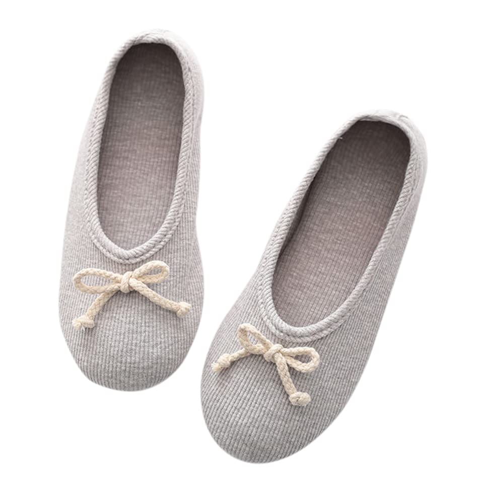 [Euyqs] 室内ばき 介護用シューズ 妊娠 足が腫れ お年寄りシューズ 滑り止め コットンスリッパ (グレー/結縄, medium)