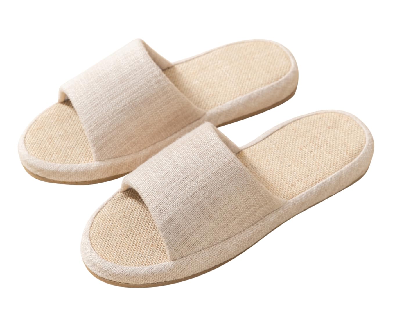 ・▼素雅なアッパー+麻綿中板▼夏場のムレが気になる方も多く、夏トレーナーの甲・背中・インソールは綿麻を採用し、雨の季節でも水分を吸収して乾きやすい。 通気性に優れているので、素足でサマースリッパが心地よく、汗や皮膚に優しい。・▼人間工学的なデザイン▼3CM厚底+タンク型中板、人間工学と結合し、靴の足裏の中間部の凹凸が設計され、足の輪郭に厚めのソールを採用し、震動緩衝し、足の圧力を緩和し、歩行がより快適になります。・▼さらさら涼感スリッパ▼ 前開きで通気性がよく、足が蒸れません。麻綿で作るものは着る人に良い感じを与える。通気性が良く、水分の吸湿や発散性に優れているため、清涼感があります。素足も喜びますね。・▼静音滑り止め付き▼靴底は環境保護の複合材料を採用、EVA靴底+ゴム表皮構造、水に強く静音で軽量、柔らかく弾力があります。横断形で緊密な溝が入っているため滑り止めでき、子供からお年寄りの方まで安心して履きやすいスリッパです。また、床に優しく耐久性の高い素材で、静音で足音も気になりません。丸洗いでき、お手入れも簡単です！夏用でも秋用でも清潔に保てる長持ち前開きスリッパです。・▼適用場合▼上質な素材を採用され、質感とても良いで、来客用スリッパとしても失礼はしません。涼感持ち和風な室内スリッパには、春、夏、秋にでも活用できます。リネンスリッパはシンプルで自然に親しいデザインを持っています。落ち着いた色調の素材を使用した高級感ある仕上がりで、どんな雰囲気のインテリアにも素敵マッチ。ご家族の子供から夫婦まで、男性も女性も履いていただけ男女兼用なスリッパです。サイズ展開も豊富なので、お気に入りの一足を見つけたり、家族で男女色違いにしたりと履きやすいです。ご自宅用にはもちろん、結婚祝いや記念日、新 築祝いなどのプレゼントとして贈るのもおすすめです！説明 快適な履き心地を追求した室内用スリッパです。上質な綿麻素材を使用し、通気性が良く、春夏シーズンに最適です。厚みのある滑り止め付きソールで安全性も確保し、静かな足音で室内を歩けます。オープントゥデザインで足指がリラックスでき、足の蒸れを軽減します。シンプルでスタイリッシュなデザインは、どんなインテリアにも馴染みます。カラーバリエーションは、ブラウン、グリーン、ホワイト、ピンクをご用意。和モダンなテイストで日本の住空間にも調和します。軽量で履きやすく、疲れた足をやさしく包み込みます。洗濯可能で清潔にお使いいただけます。サイズは足の大きさに合わせてお選びください。室内での快適な暮らしをサポートする、機能性とデザイン性を兼ね備えたスリッパです。