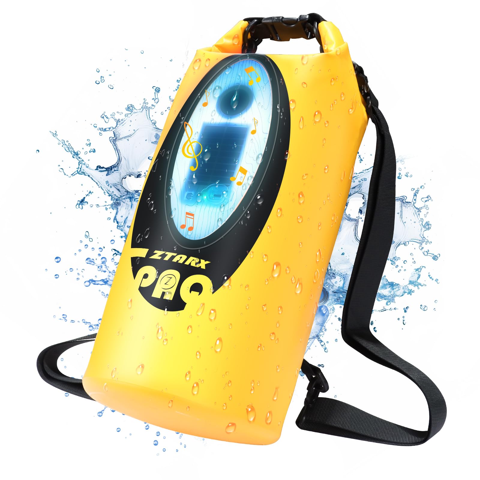 SELORSS x ZTARX ドライバッグ 防水バッグ 大容量スタイリッシュ ドラム型 防水ポーチ リュック マルチ機能バッグ IP66 Bluetoothスピーカー内蔵 ストラップで長さ調整 RGBライト効果 2000mAhバッテリー搭載 太陽光チャー