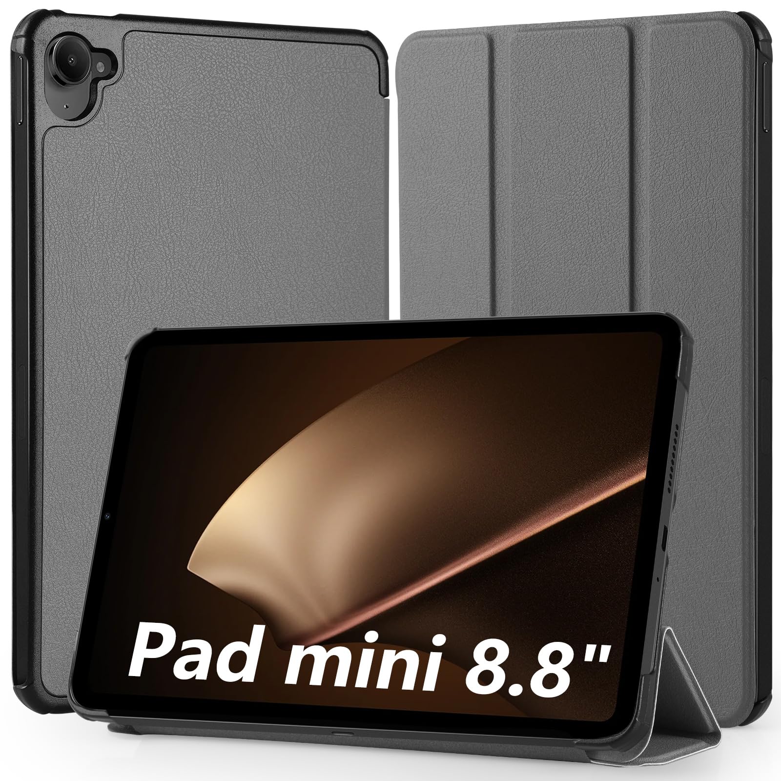 Hianjoo Xiaomi Pad Mini 対応 ケース 8.8インチ タブレットケース Xiaomi Pad Mini 対応 カバー スタンド機能付き 全面保護ケース 耐衝撃 擦り傷防止 - アッシュ