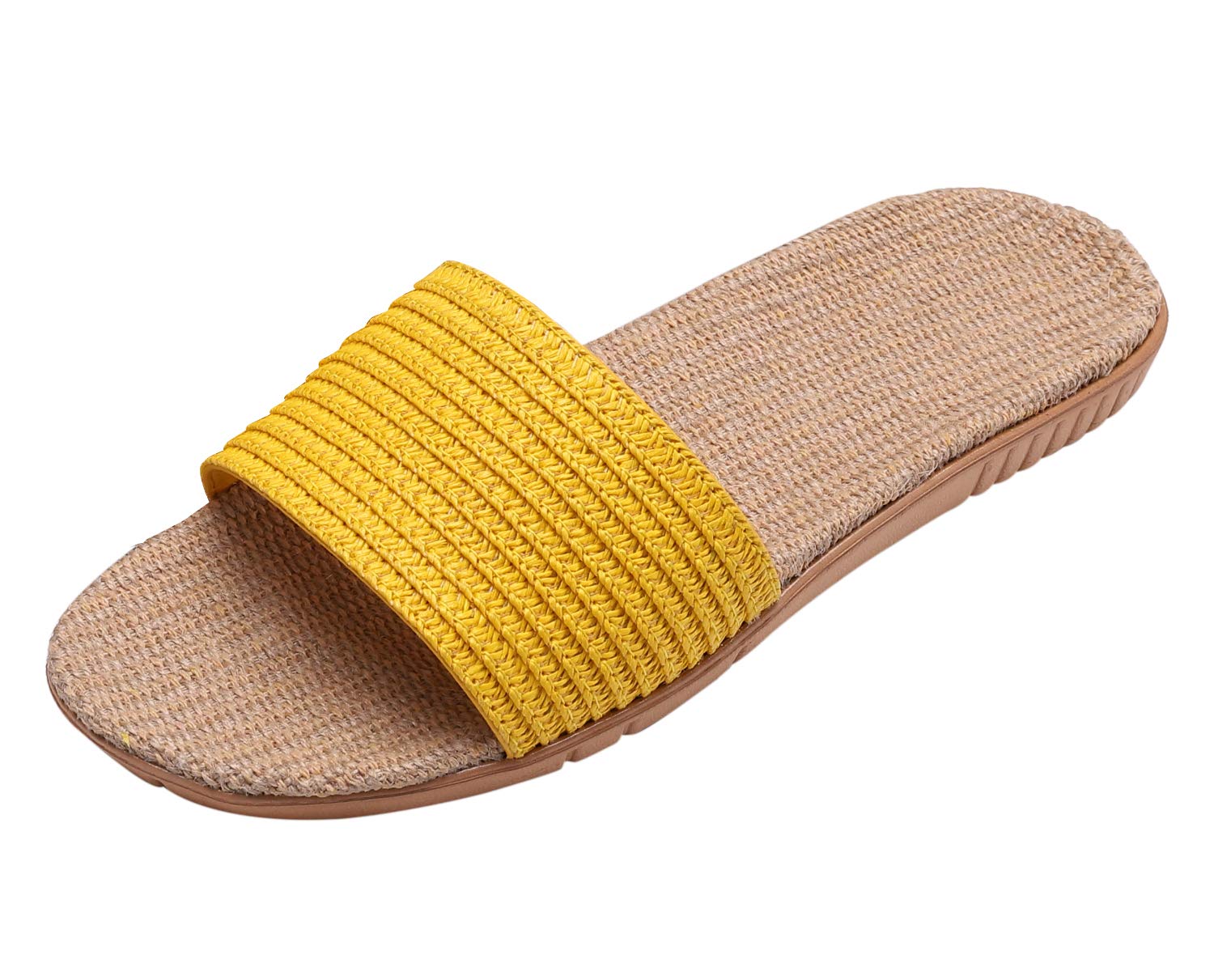 [Euyqs] 麻 スリッパ 室内履き ルームシューズ ベーシック来客用 部屋用 室内 静音 軽量 おしゃれ (#3 イェロー, measurement_24_point_5_centimeters)