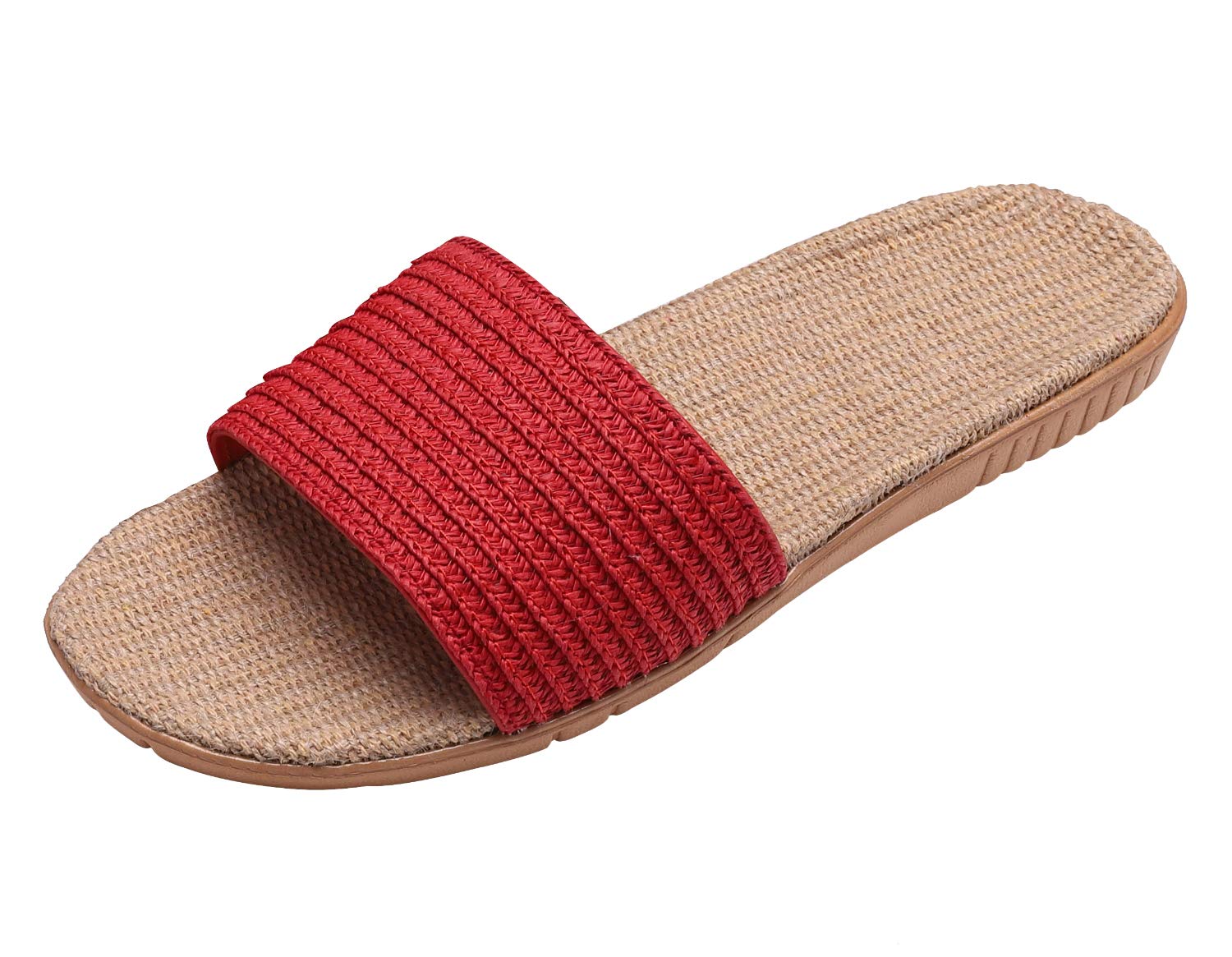 [Euyqs] 麻 スリッパ 室内履き ルームシューズ ベーシック来客用 部屋用 室内 静音 軽量 おしゃれ (#3 レッド, measurement_24_point_5_centimeters)