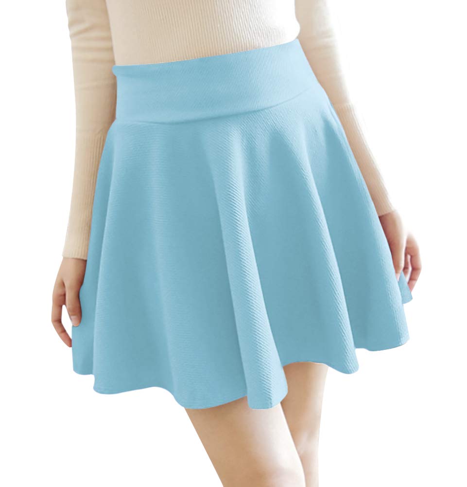 [Euyqs] レデース フレア Aライン ミニスカート ハイウェスト (JP, アルファベット, L, mini ブルー)