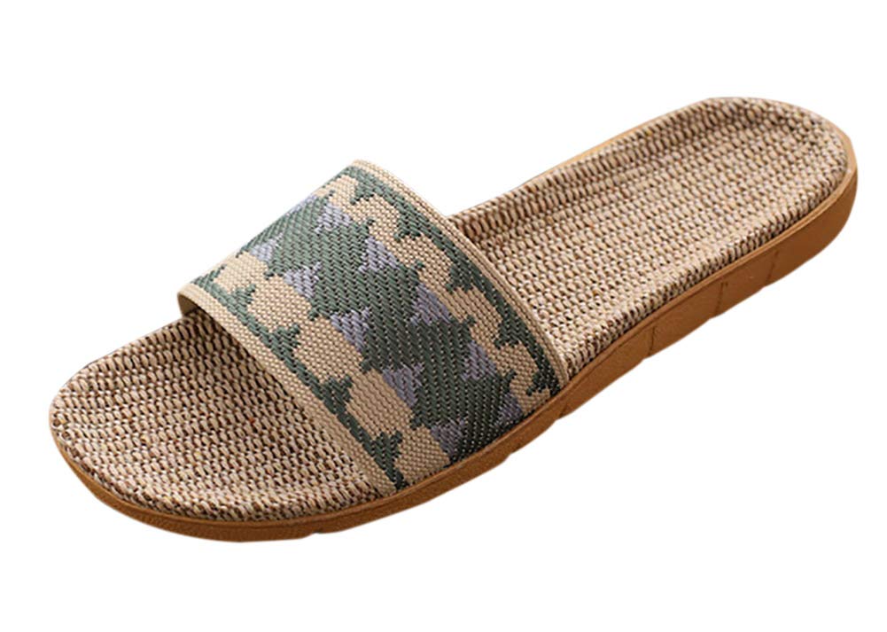 [Euyqs] 居心地の良い屋内亜麻ホームスリッパ滑り止め (#3 グリーン, 23.5 cm)