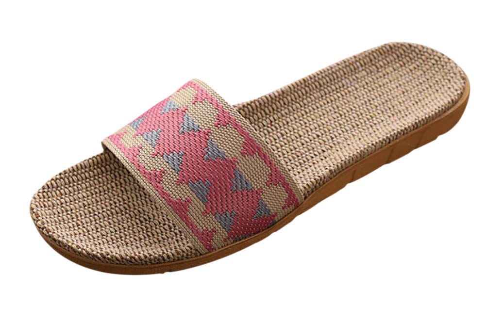 [Euyqs] 居心地の良い屋内亜麻ホームスリッパ滑り止め (#3 ピンク, 23.5 cm)