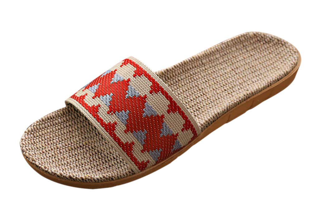 [Euyqs] 居心地の良い屋内亜麻ホームスリッパ滑り止め (#3 レッド, 22.5 cm)