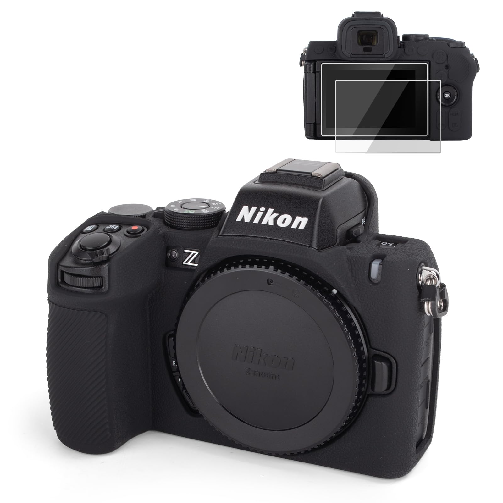 樂天商城 - VOVMOEYA ニコン Z50II 用カメラケース、Z50II カメラ用ソフトケース、ニコン Z50II 用スクリーンプロテクター（強化ガラスフィルム 2 枚付き）、ピッタリフィット