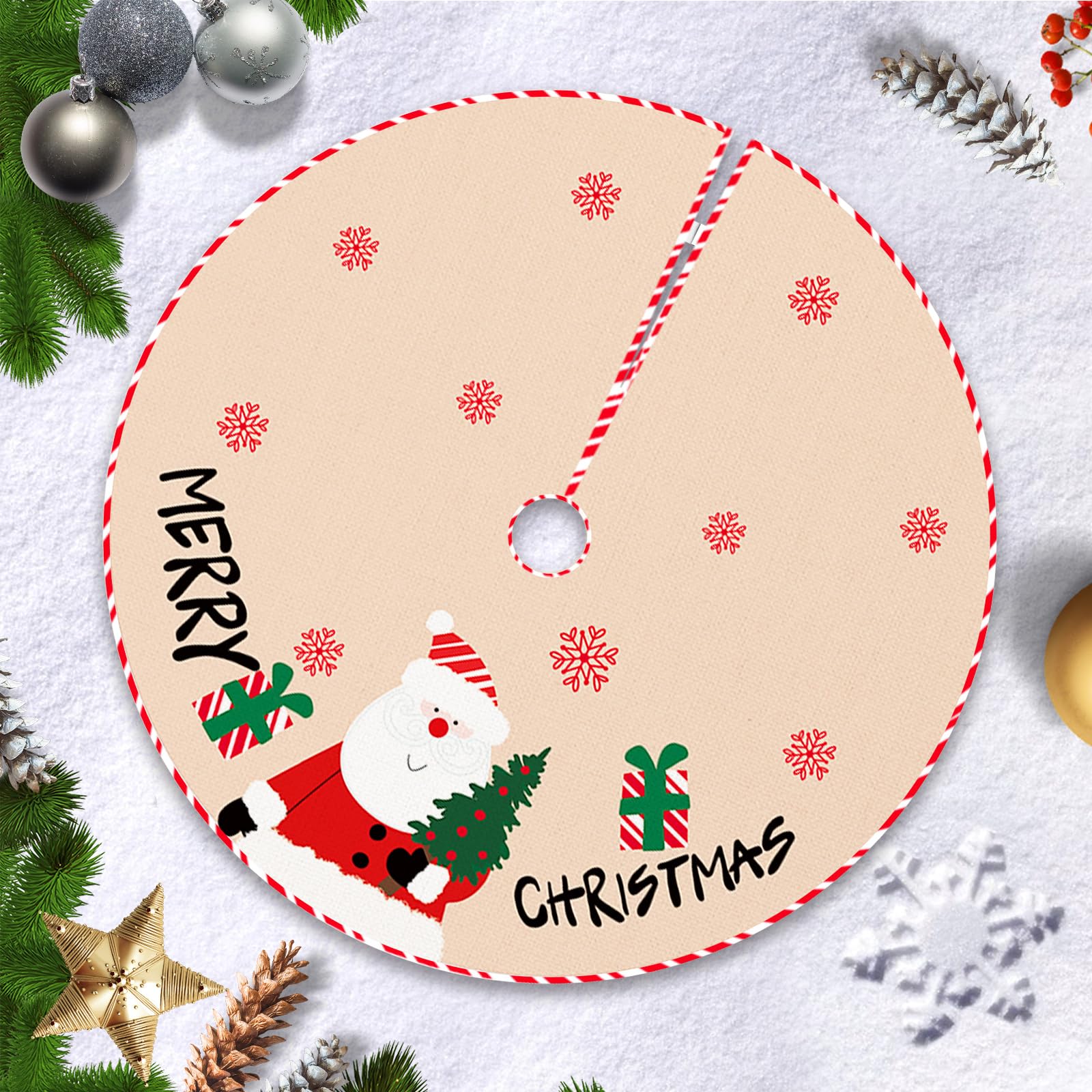 Rakuten - Hianjoo クリスマスツリースカート 円型 直径90cm クリスマスパーティー オーナメント クリスマス飾り 雰囲気 クリスマス用品 ツリースカート 足元カバー 足元 スカート（カーキ）