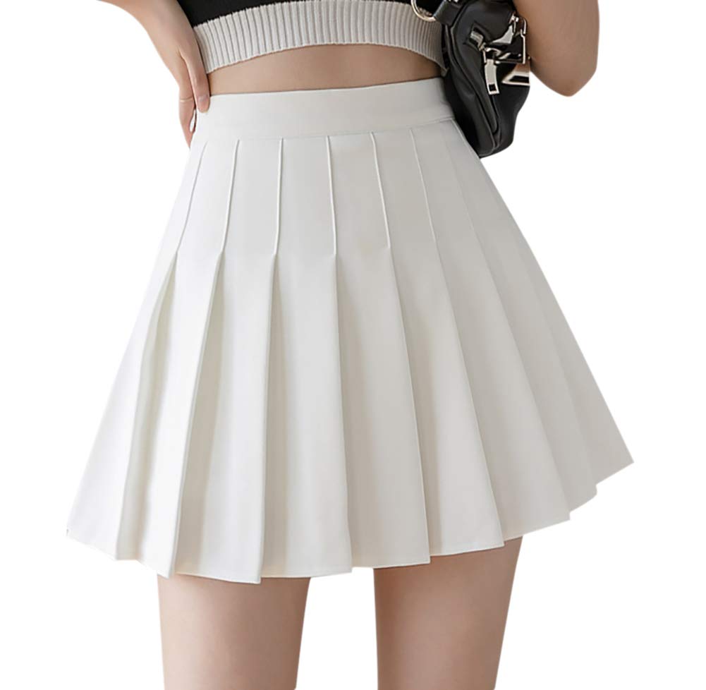 [Euyqs] プリーツスカートミニスカート制服Aラインペチコート女子校生 (ホワイト, XL)