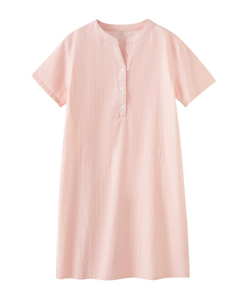 [Euyqs] レディース 半袖 前開き 綿 ダブルガーゼ 通気 スキンタッチ 柔らかい 肌に優しい 可愛い ルー..