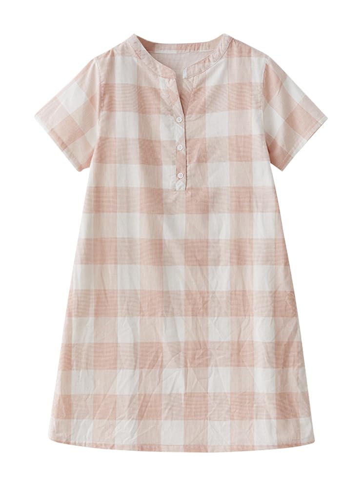 [Euyqs] レディース 半袖 前開き 綿 ダブルガーゼ 通気 スキンタッチ 柔らかい 肌に優しい 可愛い ルー..