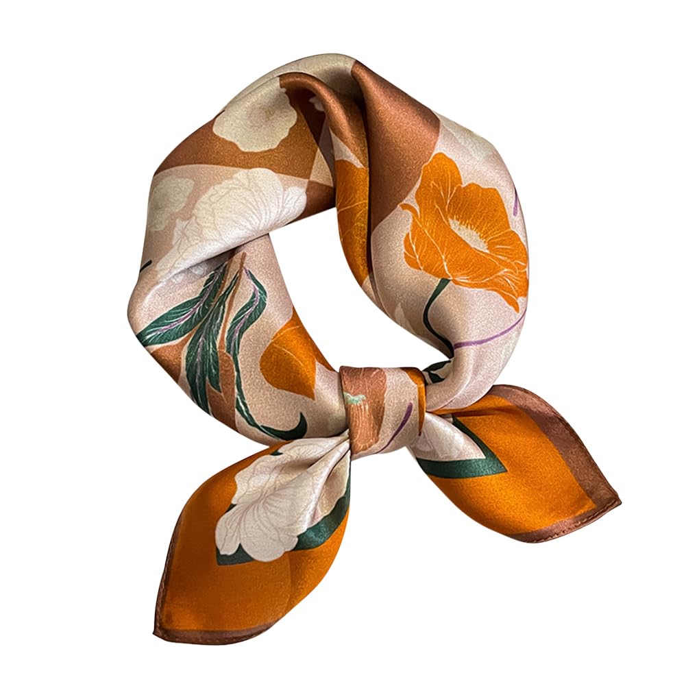 [Euyqs] レディース スカーフ 100% シルク制服用オフィススカーフ ハンカチ (#94 カーキ)