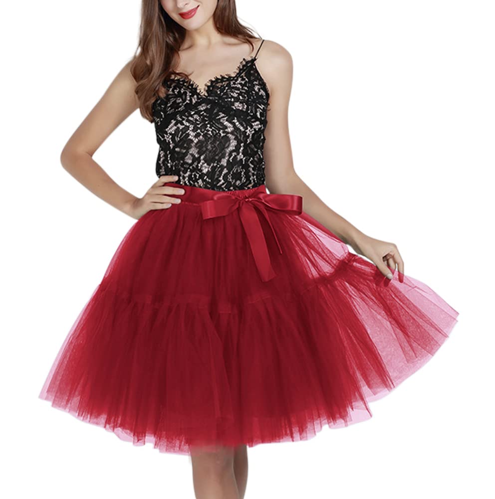 [Euyqs] レディース 多重構造チュールスカート 65cm パニエ ミニスカート ストレッチ ウェスト (JP, ア..