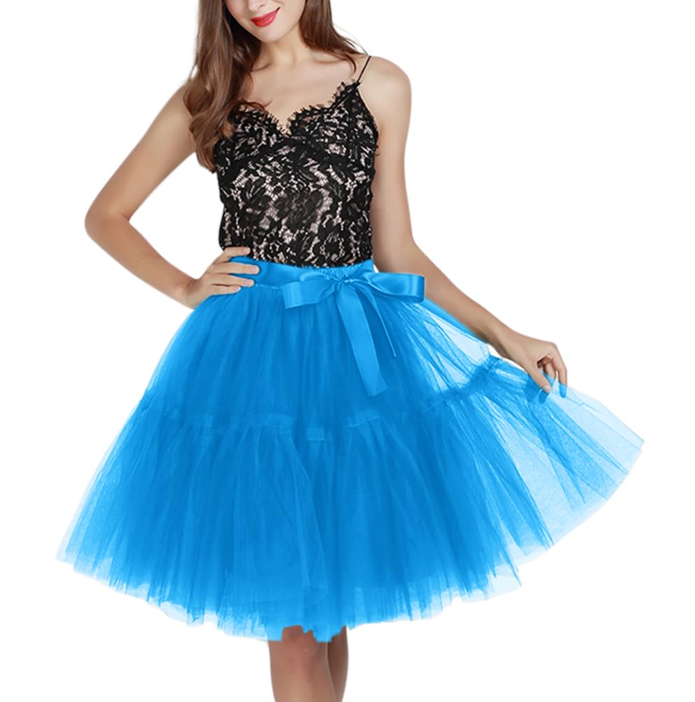 [Euyqs] レディース 多重構造チュールスカート 65cm パニエ ミニスカート ストレッチ ウェスト (JP, ア..