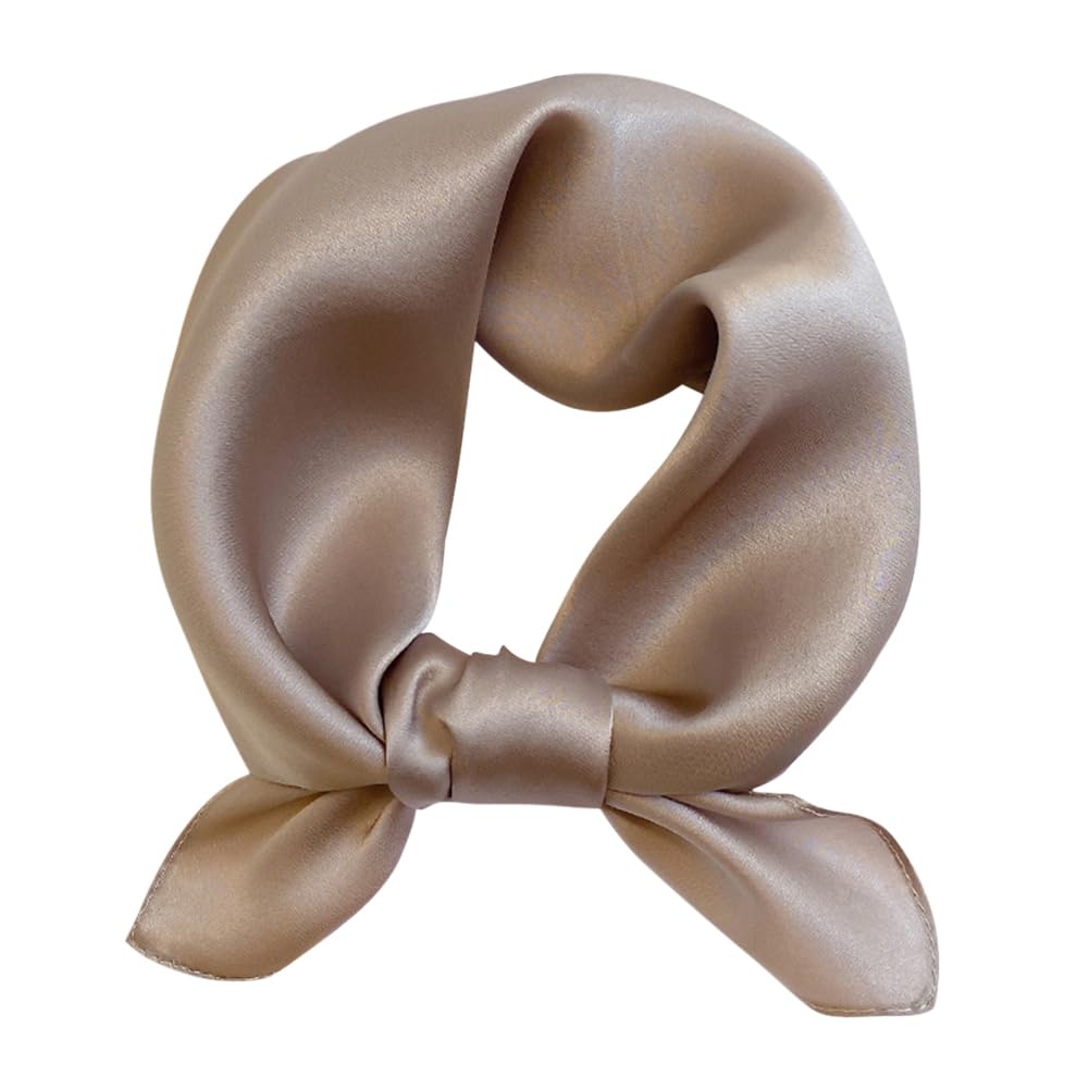 [Euyqs] レディース スカーフ 100% シルク制服用オフィススカーフ ハンカチ (#91 無地カーキ)