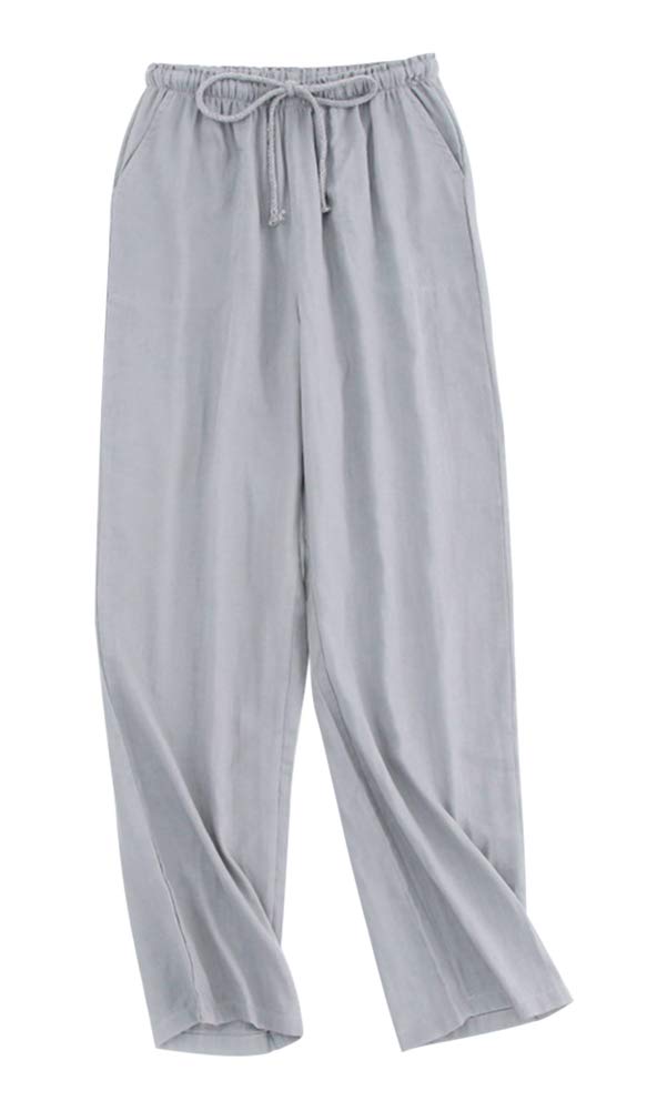 [Euyqs] ルームパンツ 綿 パジャマパンツ ズボン ルームウェア 部屋着 ボトムス (ピュアグレー, M)