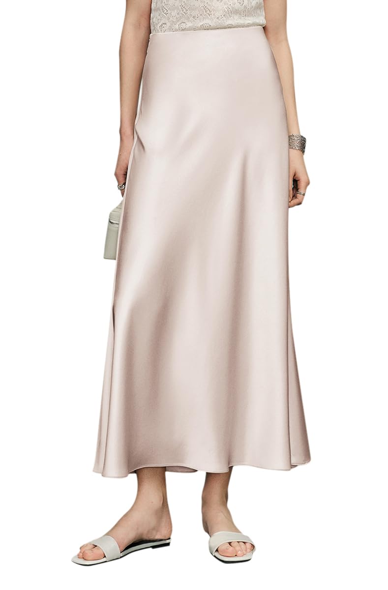 [Euyqs] エレガントなサテン調フィッシュテールスカート ハイウエスト サイドスリット (JP, アルファベット, XL, シャンパン)