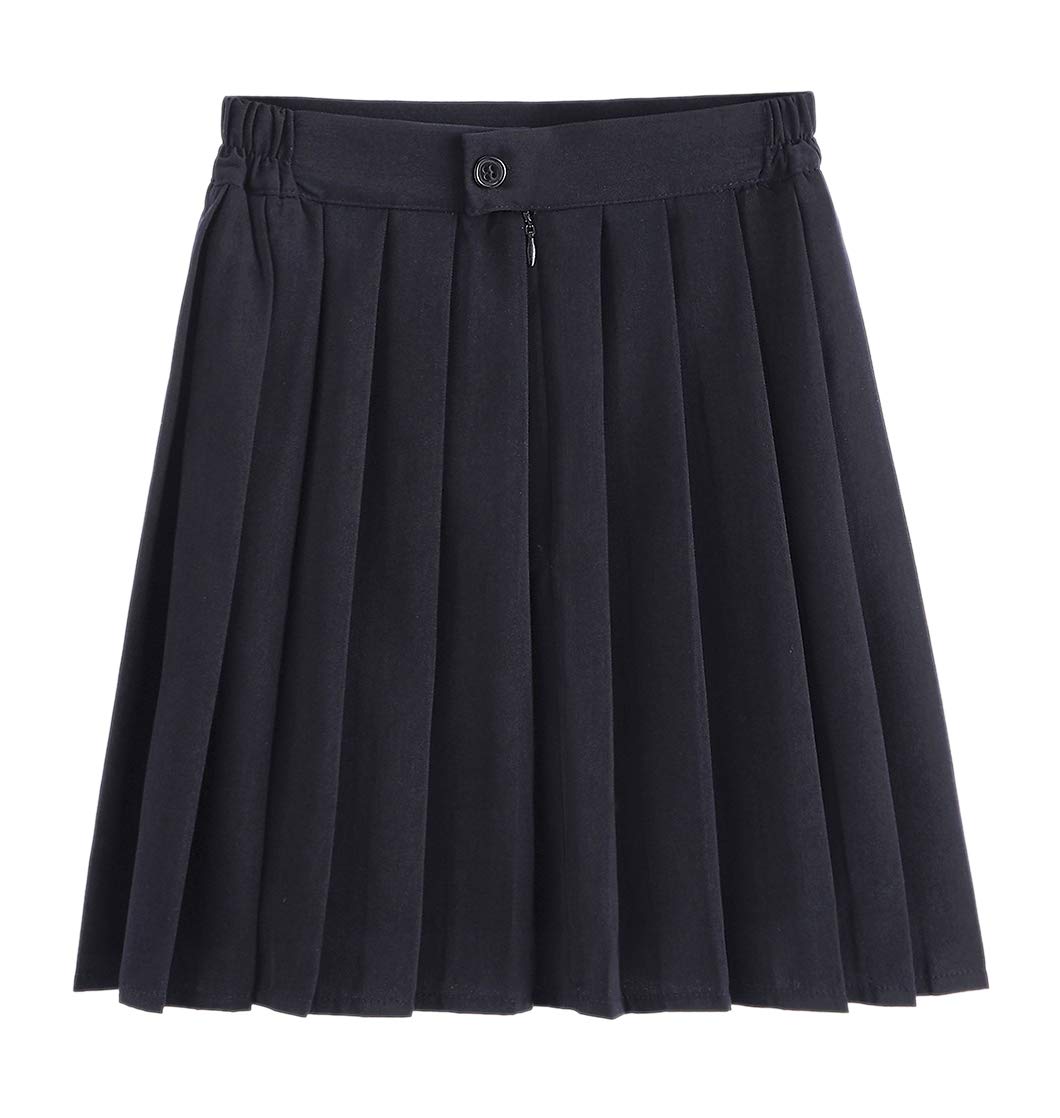 [Euyqs] プレーンプリーツスカートJK制服スカート (ネイビー, XL)