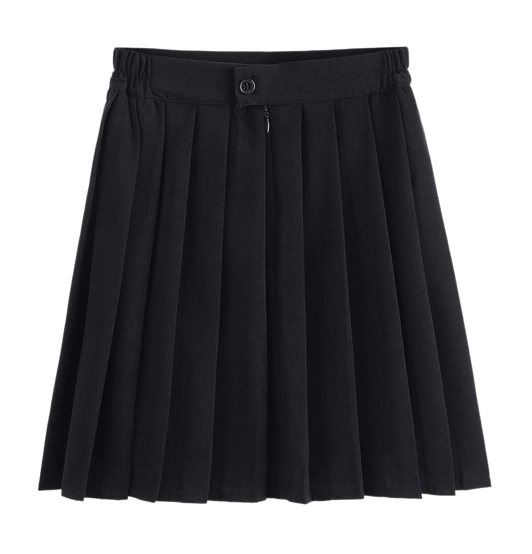 [Euyqs] プレーンプリーツスカートJK制服スカート (ブラック, M)