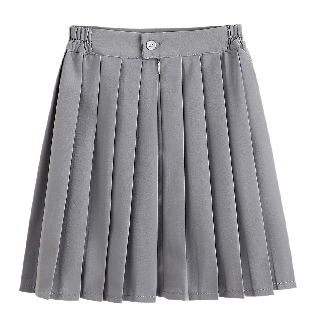[Euyqs] プレーンプリーツスカートJK制服スカート (ライトグレー, XL)