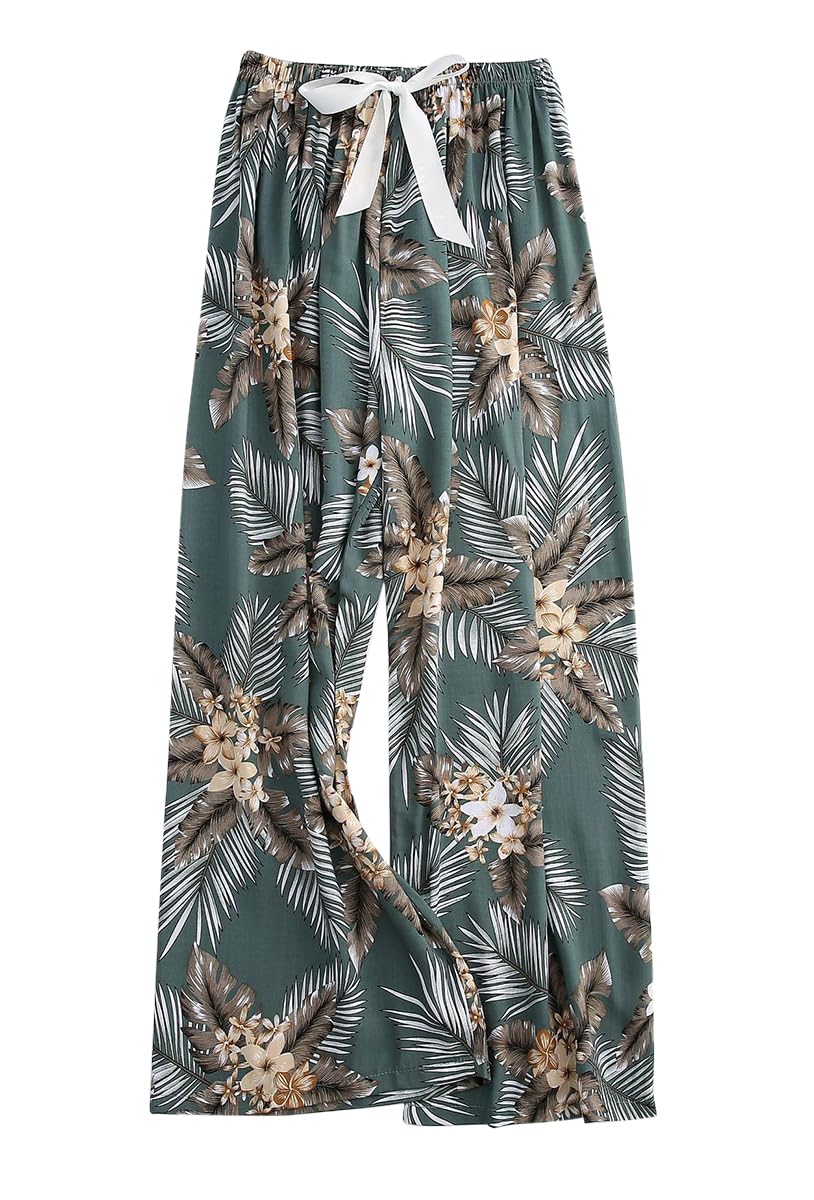 [Euyqs] ルームパンツ 広い脚 レーヨン 涼しい快適な 体型カバー リラックス ルームパンツ (#208, M)