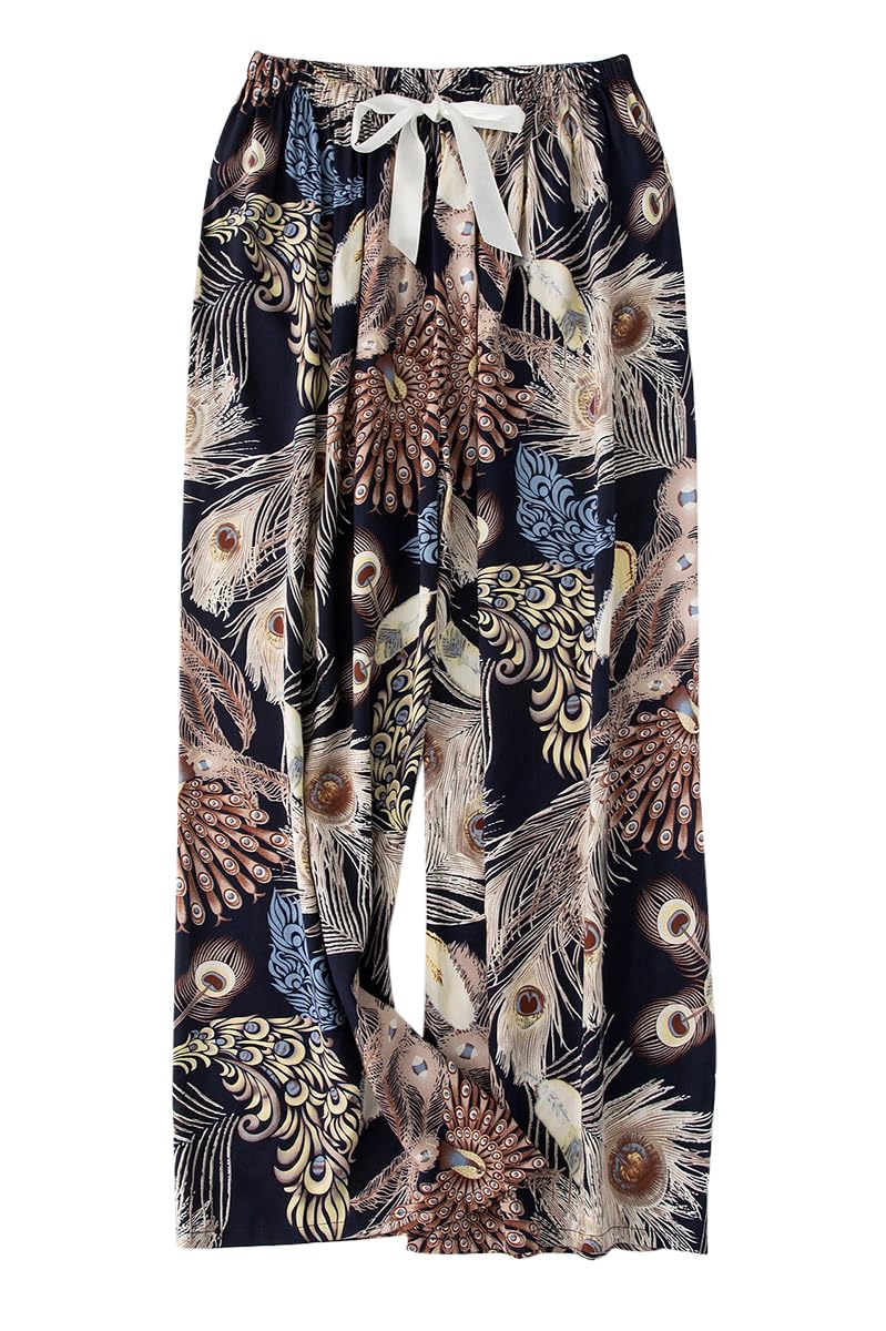 [Euyqs] ルームパンツ 広い脚 レーヨン 涼しい快適な 体型カバー リラックス ルームパンツ (M, #312)