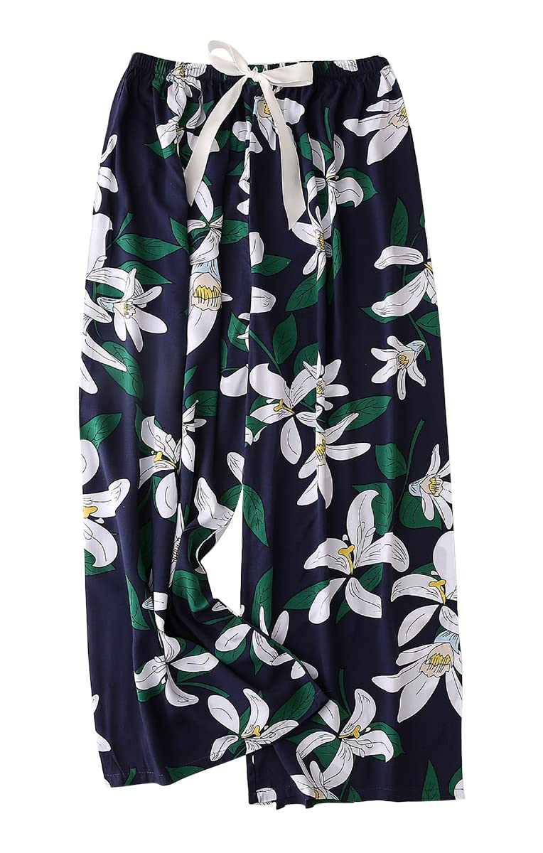 [Euyqs] ルームパンツ 広い脚 レーヨン 涼しい快適な 体型カバー リラックス ルームパンツ (M, #14)