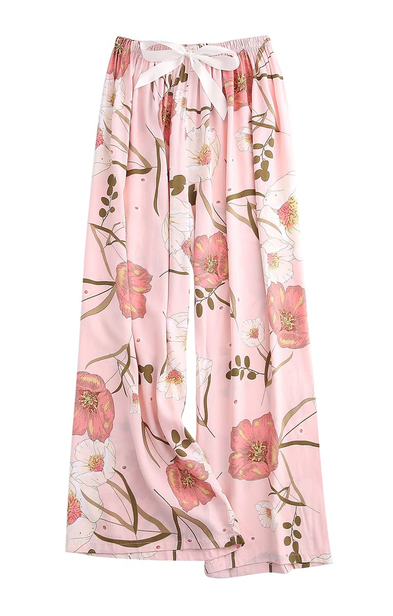 [Euyqs] ルームパンツ 広い脚 レーヨン 涼しい快適な 体型カバー リラックス ルームパンツ (M, #40)