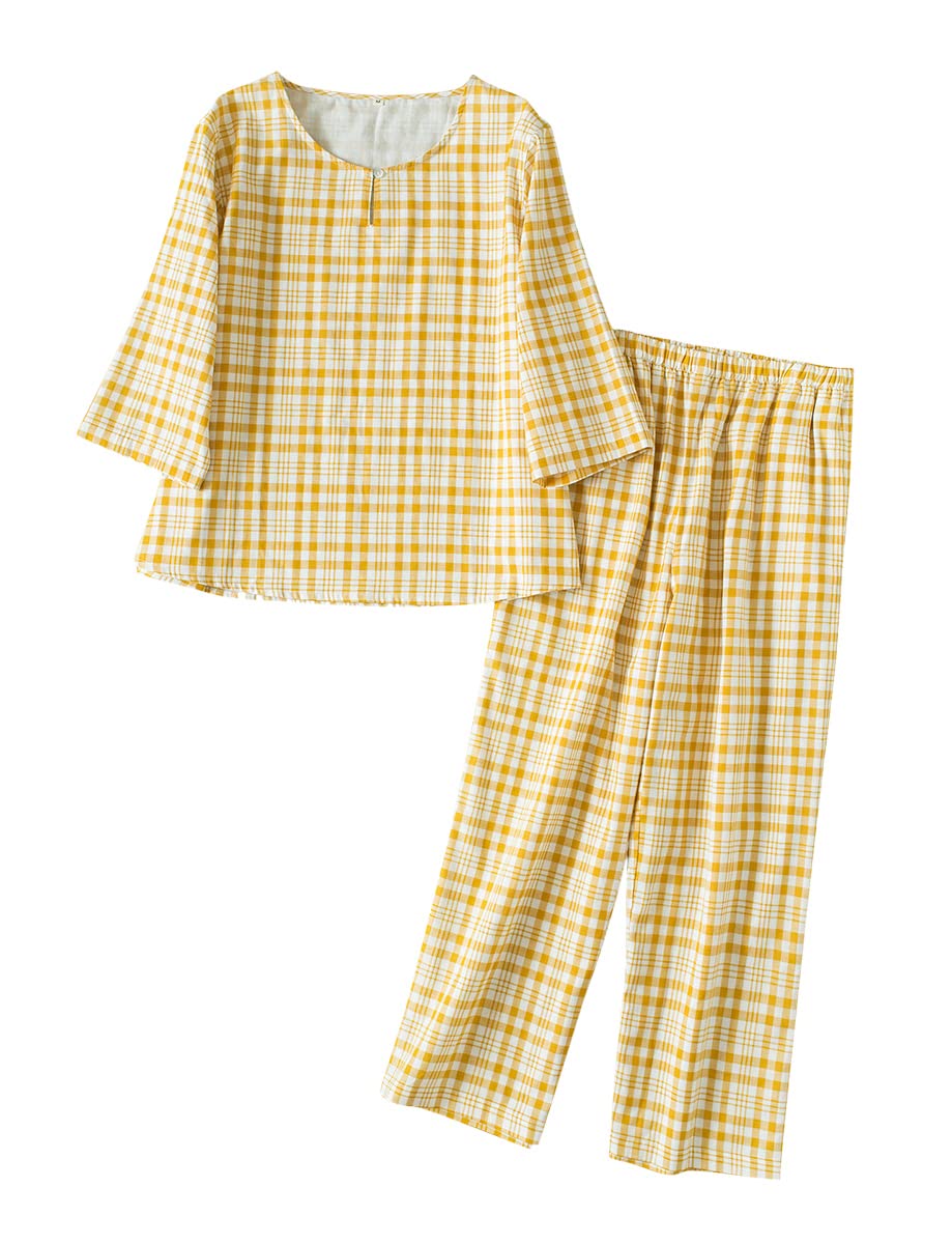 [Euyqs] 綿 ルームウェア レディースパジャマ (JP, アルファベット, XL, #3 イェロー)