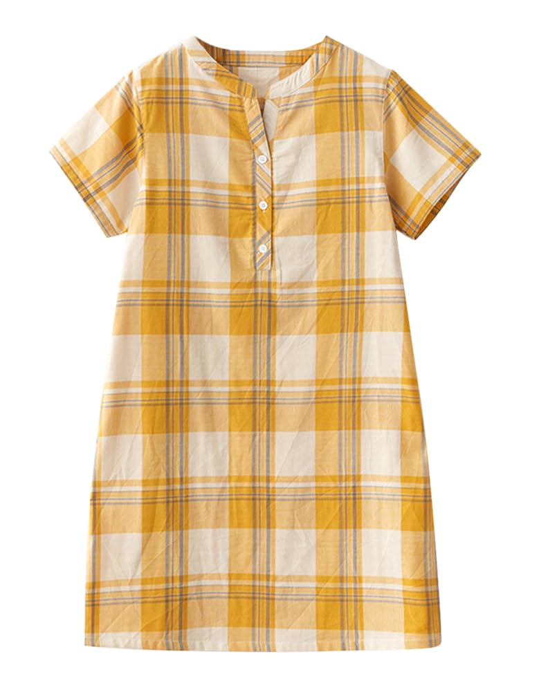 [Euyqs] レディース 半袖 前開き 綿 ダブルガーゼ 通気 スキンタッチ 柔らかい 肌に優しい 可愛い ルー..