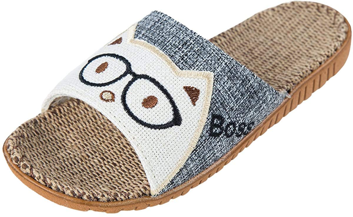 樂天商城 - [Euyqs] グレーのアニマル柄 夏用リネンスリッパ (21.5~22.0 cm, 子供用)