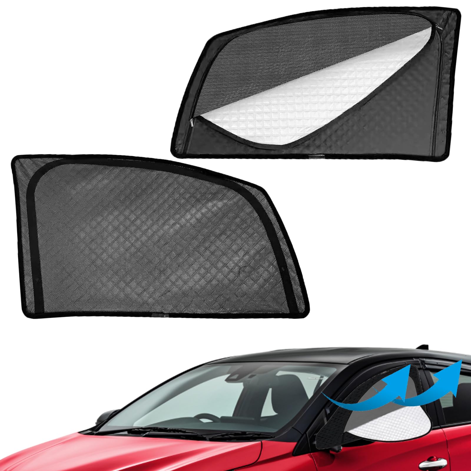 強化版 ヴォクシー との互換性あり ノア 80系 サンシェード マグネット式 サイド用 車窓日よけ 車中泊 車種専用 2in1一体式 カーシェード 遮光 メッシュカーテン 車内の目隠 防蚊 日除け 通気性 UVカット 紫外線カット 虫よけ 折り畳み式 簡単