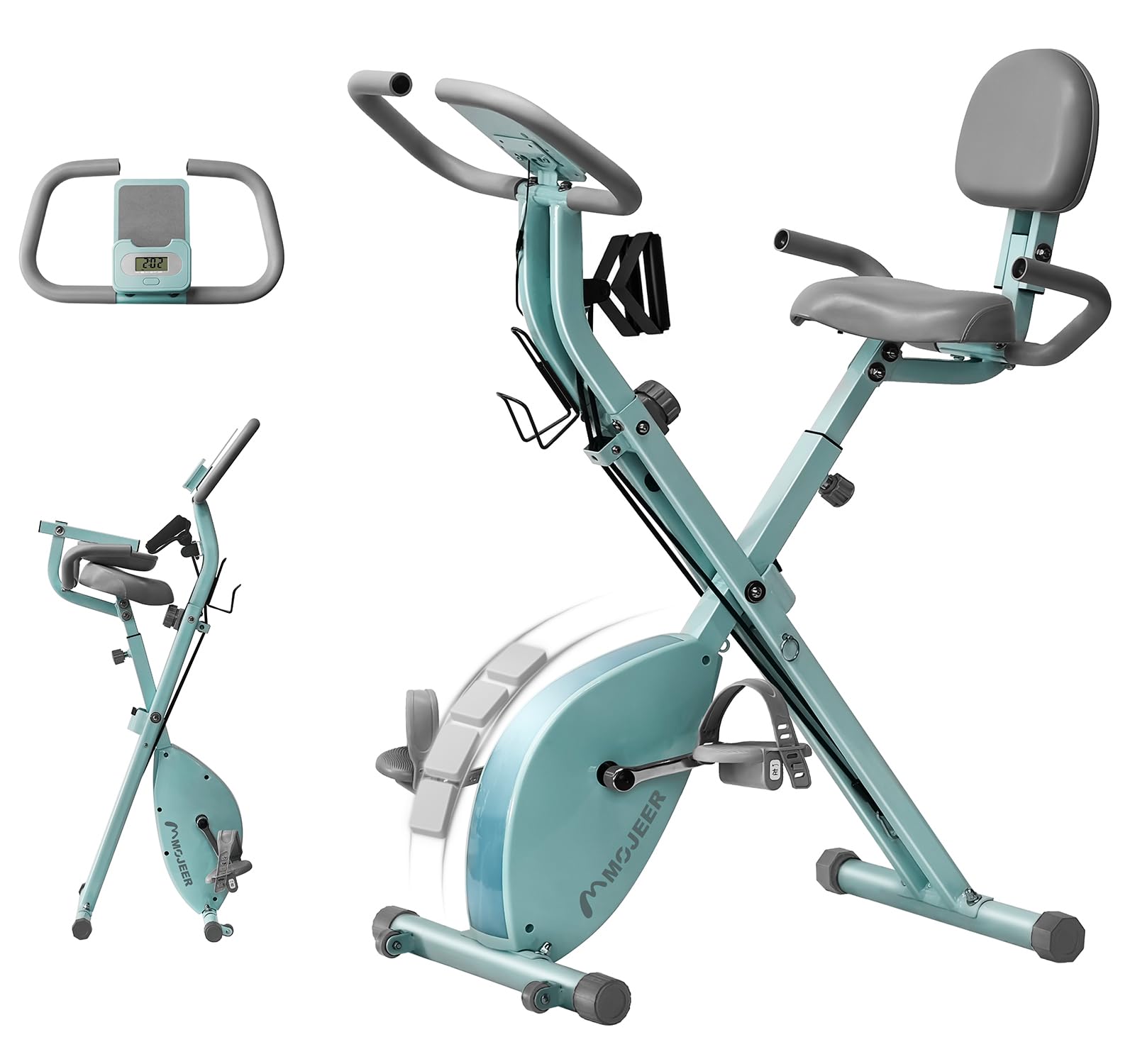 樂天商城 - MOJEER フィットネスバイク エアロバイク トレーニングバイク 家庭用 静音 折り畳み【16段階負荷調整・サドル8段調節】【腰部サポートとアームレスト付き】 アップグレード版 室内バイク コンパクト収納 耐荷重160kg 組立簡単 日本語説明書付き X