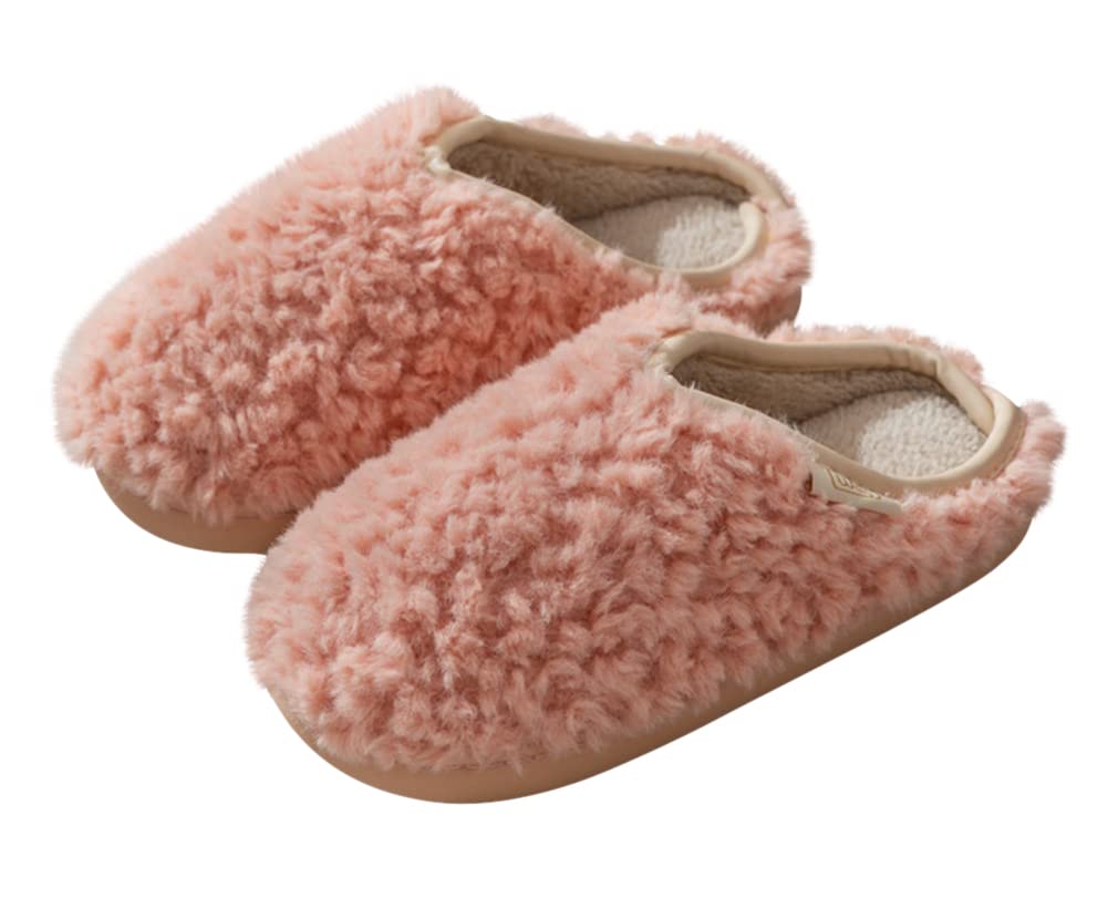 [Euyqs] ルームシューズ 暖かい スリッパ 冬 あったかスリッパ 室内 男女兼用 もこもこ 軽量 洗える (ピンク, measurement_23_point_0_centimeters)