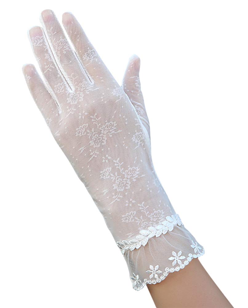 [Euyqs] レディース 手袋 uvカット おしゃれ 自転車 運転 滑止め付 日焼け対策 薄手袋夏 (#1 ホワイト)