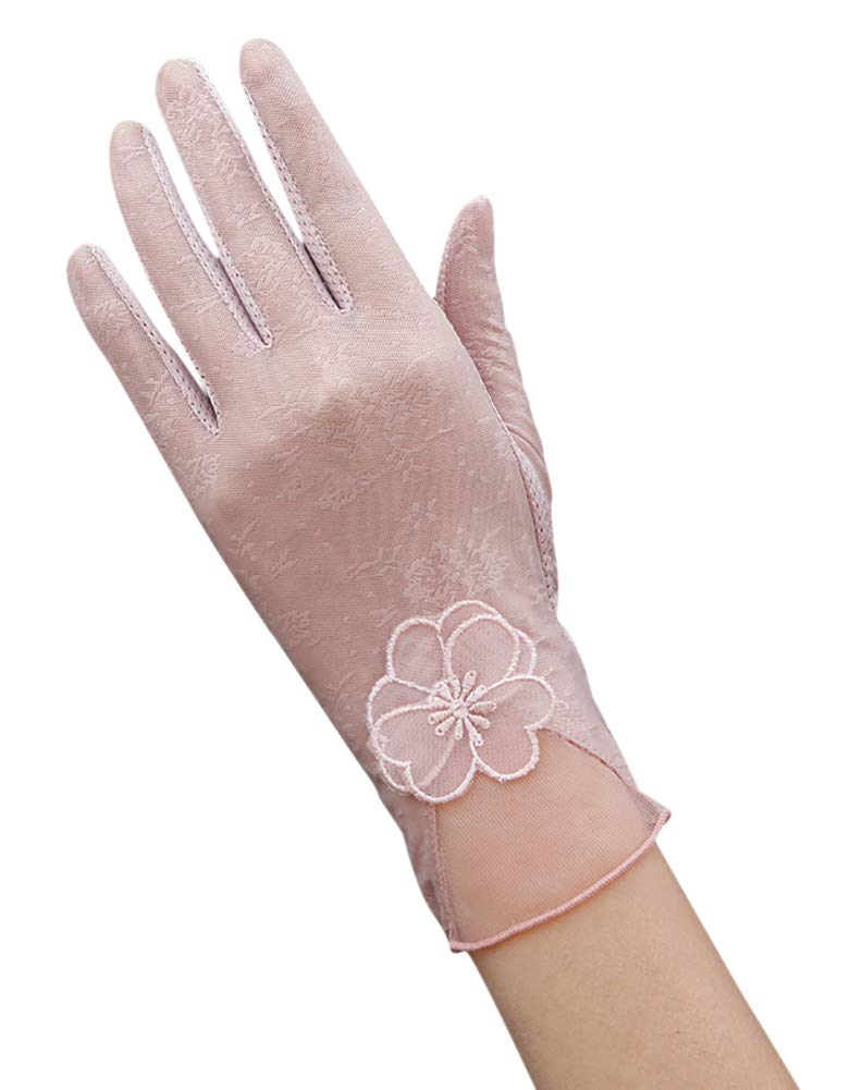 [Euyqs] エレガントな日焼け止めの夏のレースの手袋 (#2 ピンク)