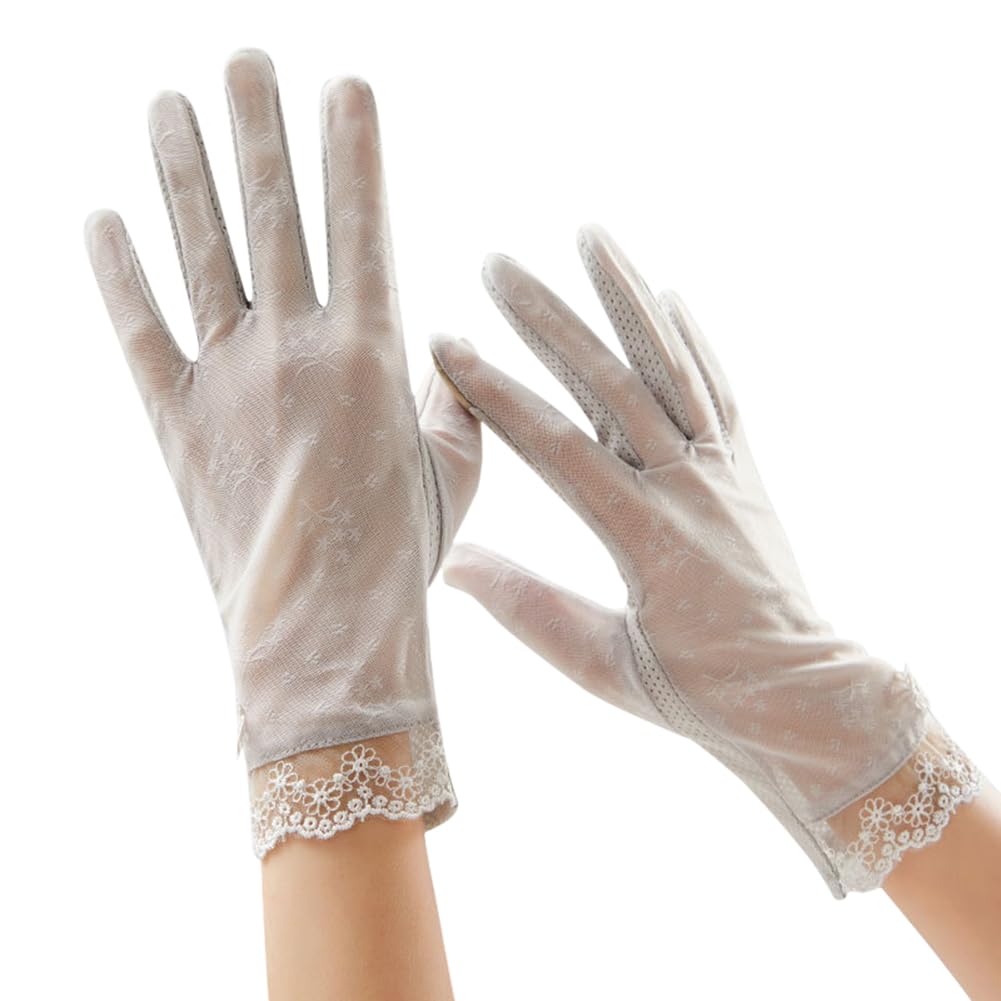 [Euyqs] エレガントな日焼け止めの夏のレースの手袋 (#6 グレー)