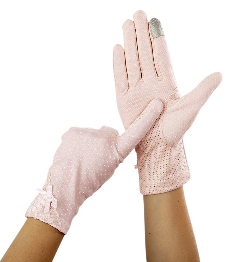 [Euyqs] UVカット手袋 レディース グローブ 夏 日焼け止め スマホ対応 滑り止め 綿 運転 ドライブ グローブ (ベージュ)