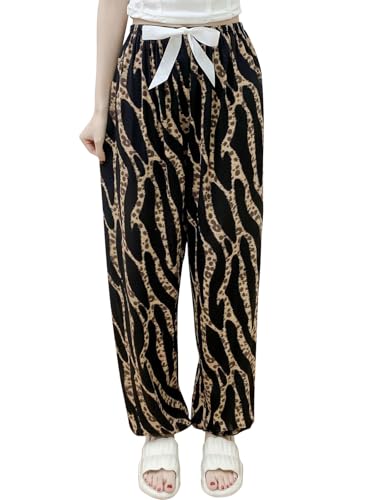 樂天商城 - [Euyqs] サマーパジャマパンツ ゆったりルーズフィットエラスティックウエストプリントデザイン 通気性生地 ワンサイズ (JP, アルファベット, Free Size, アニマル柄 #1)