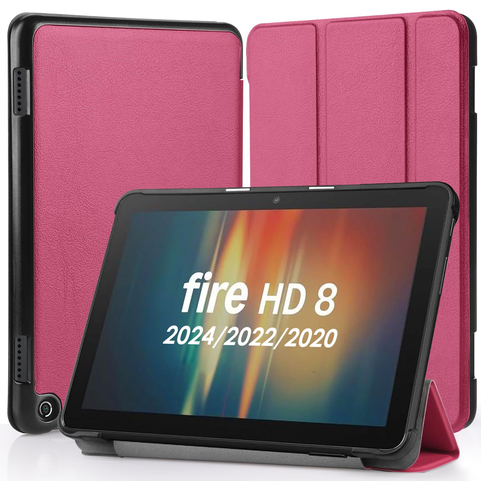 樂天商城 - Hianjoo Fire HD 8 対応 ケース (2024/2020/2022年発売 第12/10世代用) タブレットケース Fire HD 8/8 Plus 対応 カバー 8インチ スタンド機能付き オートスリープ機能 全面保護ケース 耐衝撃 擦り傷防