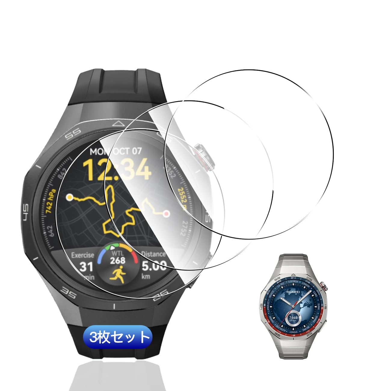 wnunbg 3祻åȡ б HUAWEI WATCH GT5 Pro 46mm ե 3 ܰ˻Ǻ 9H ɻ   WATCH GT 5 Pro 46mm 饹ե б HUAWEIGT5Pro ݸե