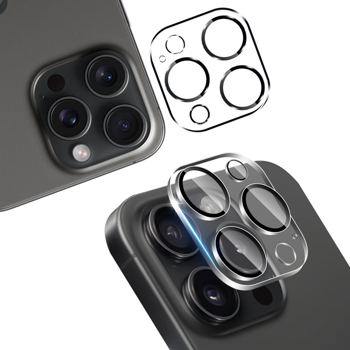 ��wnunbg 2�祻�åȡ� �б� iphone 15 pro / iPhone 15 Pro Max �����ե���� 2�� �����ܰ��˻��Ǻ���� ����9H ��...