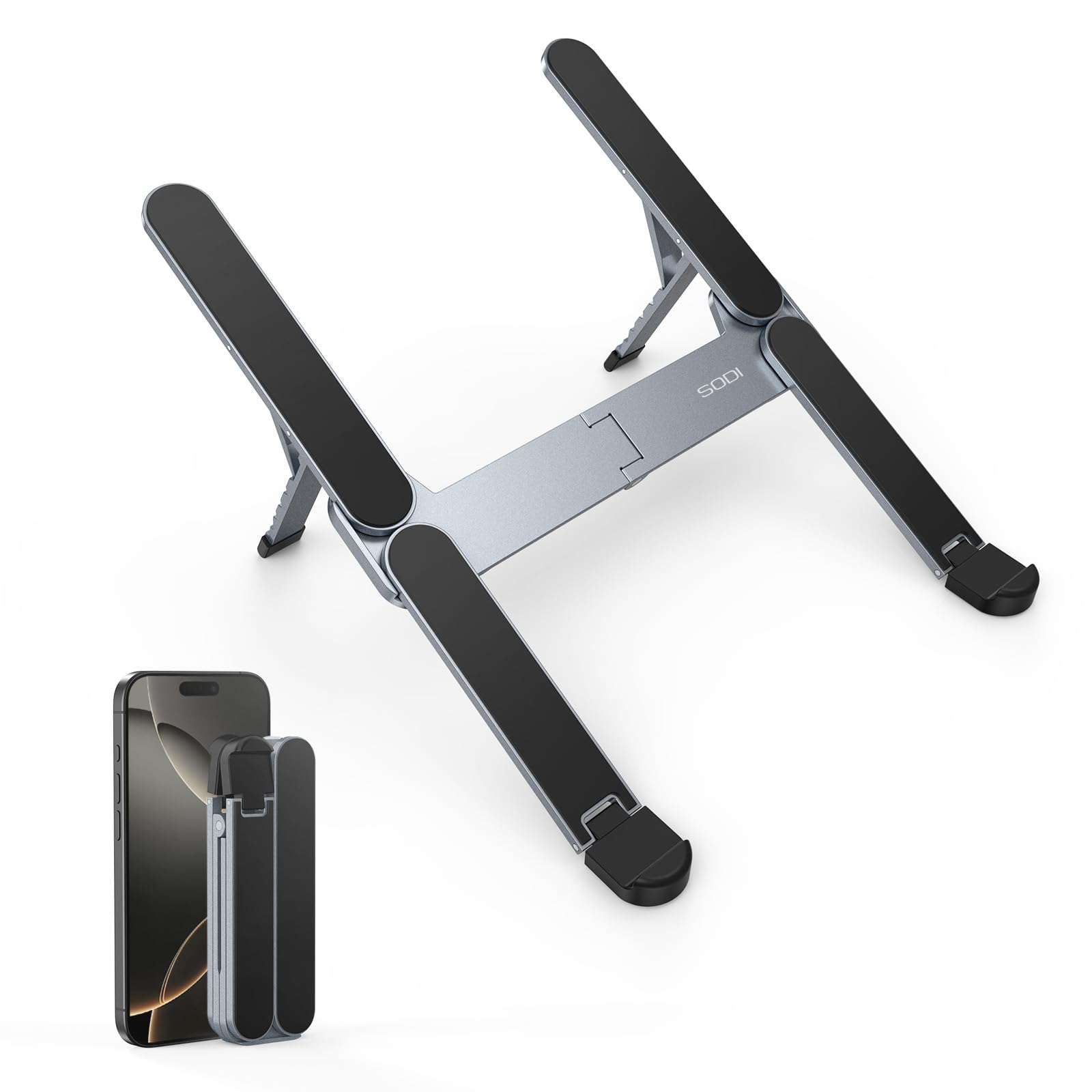 【革新的・極コンパクト】 SODI ノートパソコンスタンド PCスタンド 折りたたみ式 安定感 超軽量 角度..