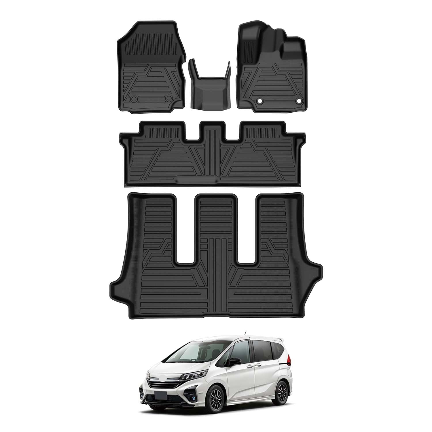 樂天商城 - CARVANTA ホンダ フリード GB系 フロアマット + トランクマット フルセット ガソリン車 3Dフロアマット ラゲッジマット FREED GB5・8 2016年9月・現行 カーマット ラゲージトレイ カーゴマット TPE 立体 車種専用 滑り防止