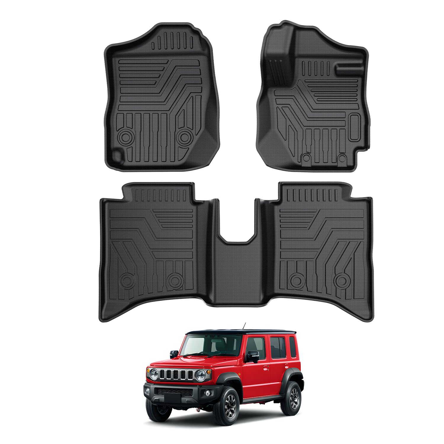 CARVANTA ジムニー ノマド 3D フロアマット AT車 2025年4月・現行 Jimny Nomade JC74W 5ドア オートマ カーマット TPE材質 立体 車種専用 防水 耐汚れ 耐摩擦 抗菌性 内装 カスタムパーツ 保護パーツ 3PCS