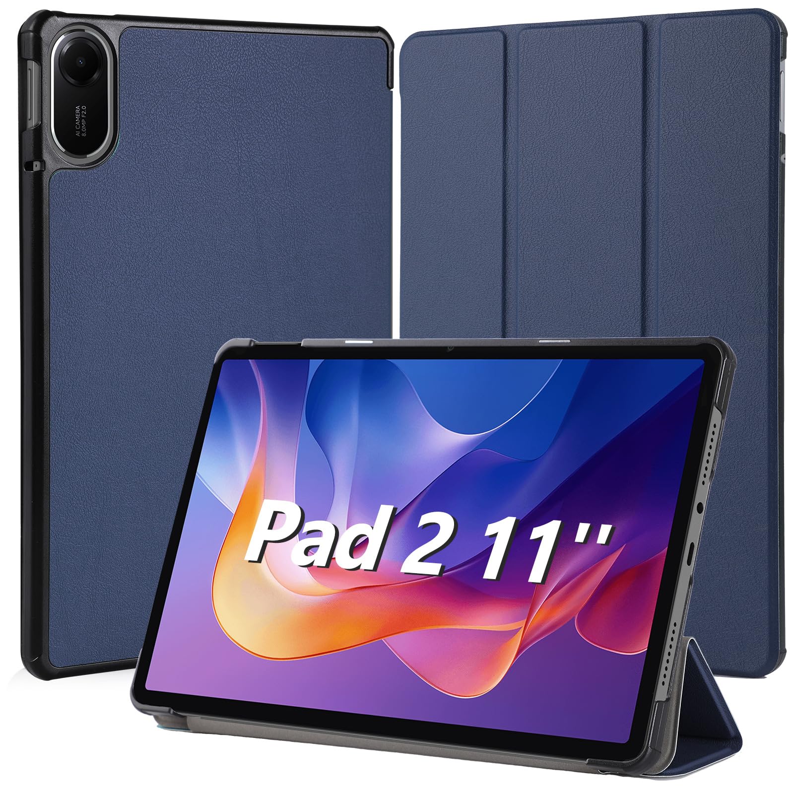 樂天商城 - Hianjoo Xiaomi Redmi Pad 2 対応 ケース 11インチ タブレットケース Xiaomi Redmi Pad 2 対応 カバー スタンド機能付き オートスリープ機能 全面保護ケース 耐衝撃 擦り傷防止 - ダークブルー