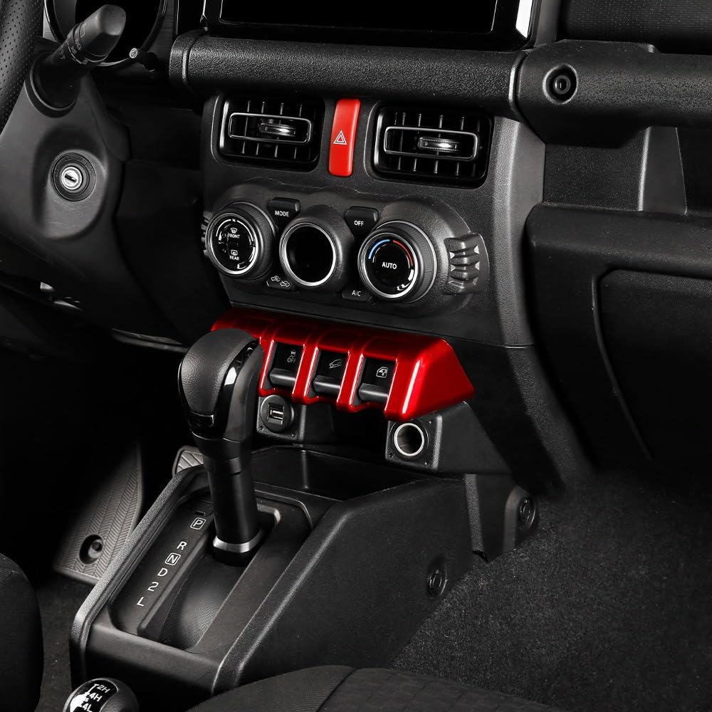 新型 ジムニーノマド JC74 5ドア ジムニーシエラ JB74 ジムニー JB64 コンソールセンタースイッチパネルカバー コンソールスイッチパネ インテリアパネル カスタム 内装パーツ 車種専用設計 アクセサリー レッド