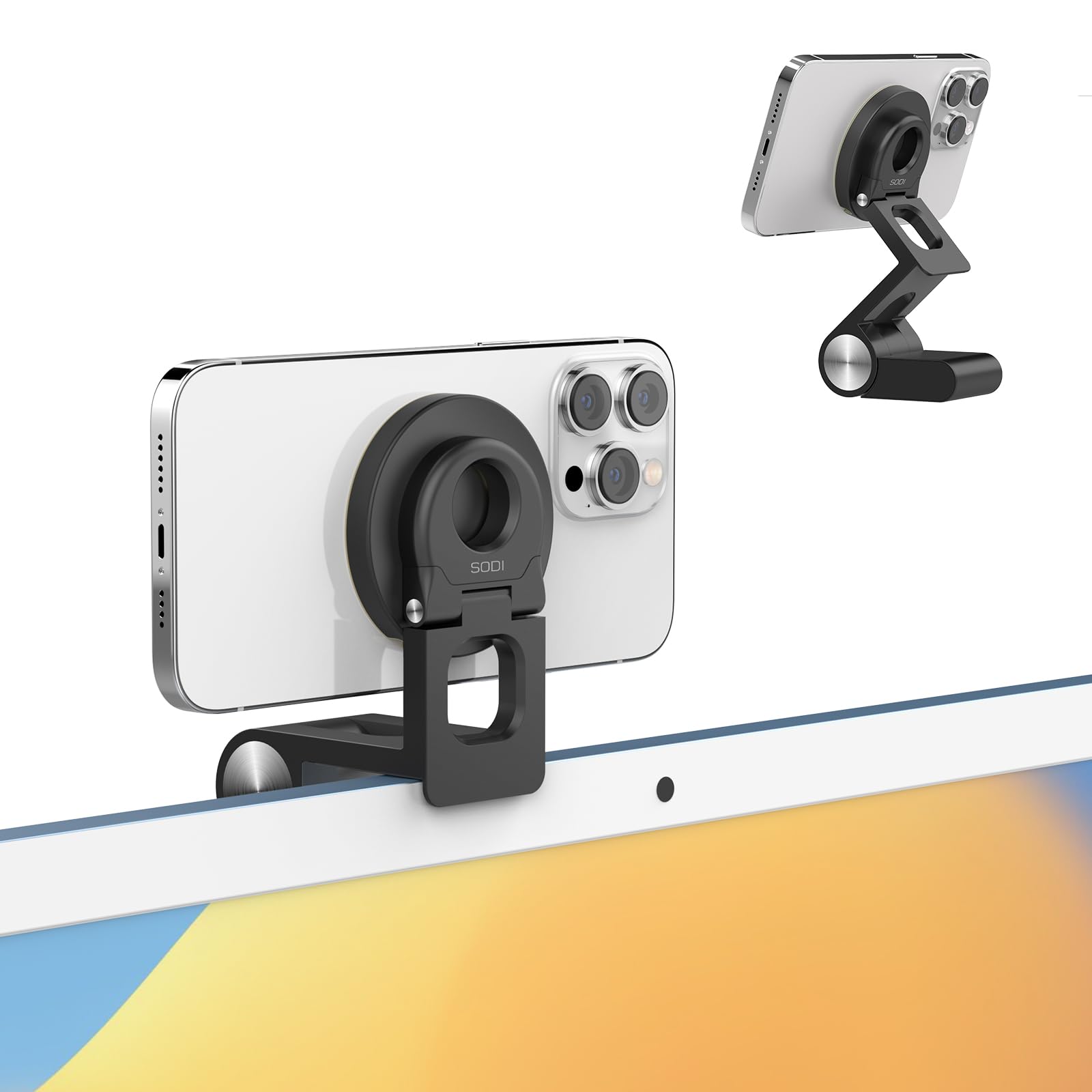 樂天商城 - SODI 3-in-1 iPhone MagSafe対応マウント 連係カメラ マウント iPhone Air/17/16/15/14/13/12シリーズ モニター iMac用 デスクトップビュー マグネット式 webカメラ スマホスタンド リモート会議 F