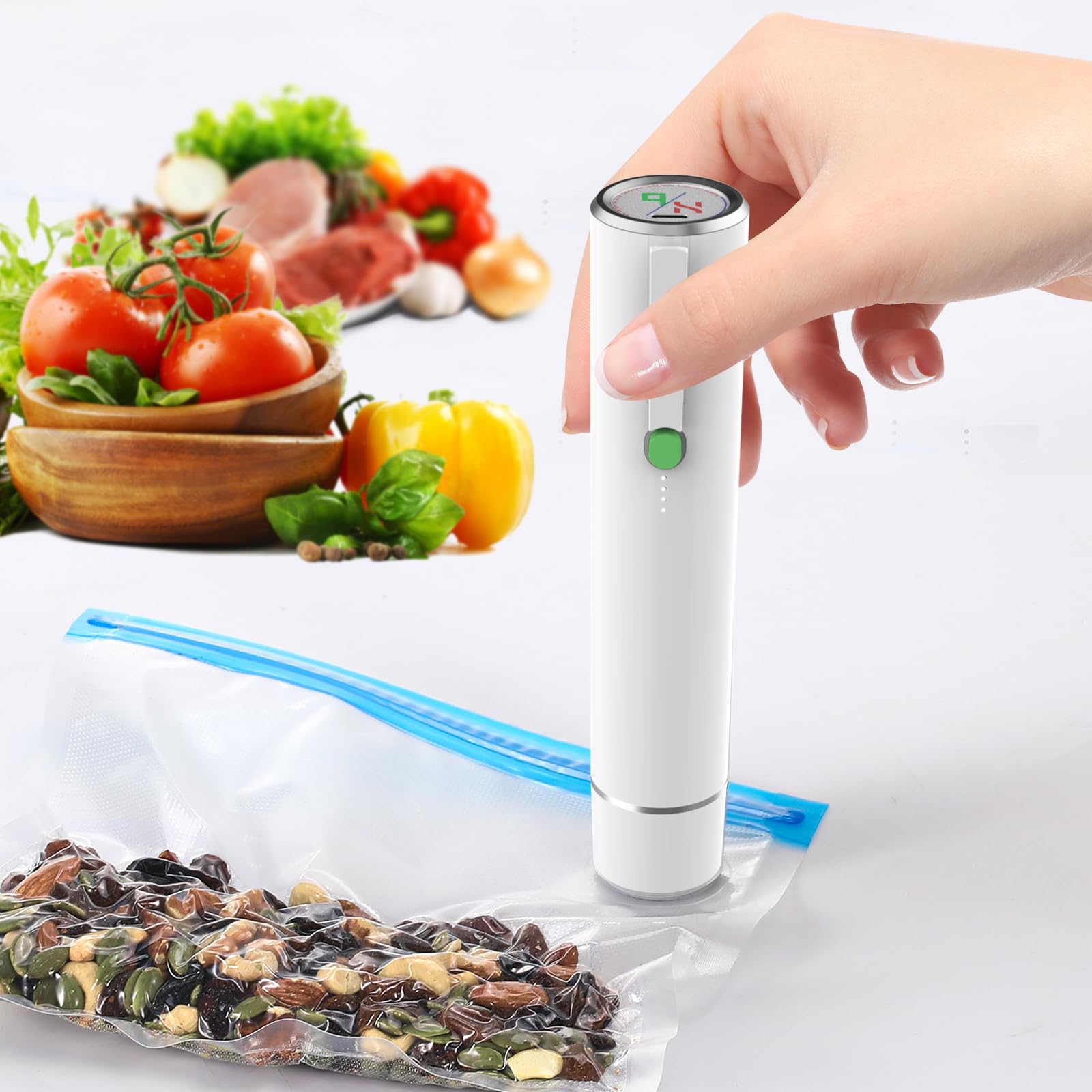 真空パック機 手持ち式 Nuovoware 超小型真空パック機 真空ポンプ 真空包装機 電動真空パック機 TYPE-C 充電式 鮮度長持ち コードレス 携行便利 吸引力最大65kpa 脱気 密封 家庭用 急速 軽量 操作簡単 コンパクト